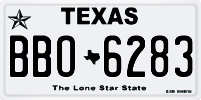 TX license plate BBO6283