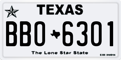 TX license plate BBO6301