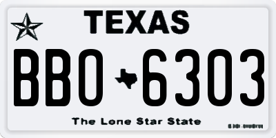 TX license plate BBO6303