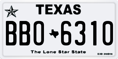 TX license plate BBO6310