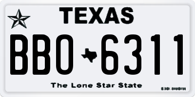 TX license plate BBO6311