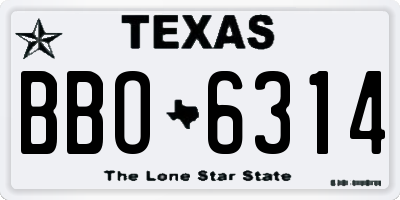 TX license plate BBO6314