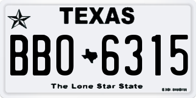 TX license plate BBO6315