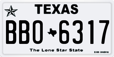 TX license plate BBO6317