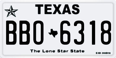 TX license plate BBO6318