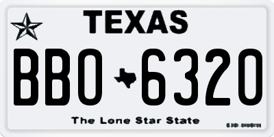 TX license plate BBO6320