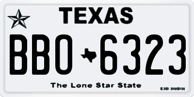 TX license plate BBO6323