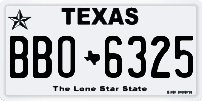 TX license plate BBO6325