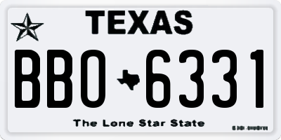 TX license plate BBO6331
