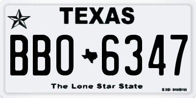 TX license plate BBO6347