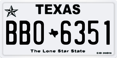 TX license plate BBO6351