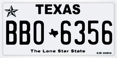 TX license plate BBO6356