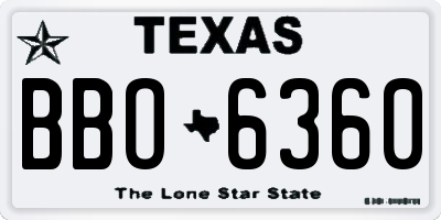 TX license plate BBO6360