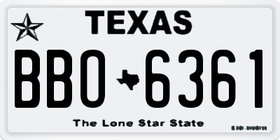 TX license plate BBO6361