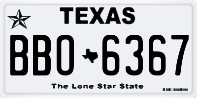 TX license plate BBO6367