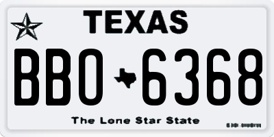 TX license plate BBO6368