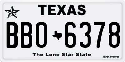 TX license plate BBO6378
