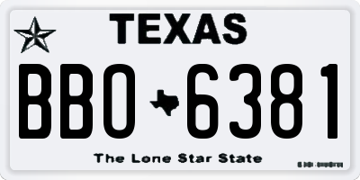 TX license plate BBO6381