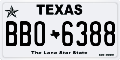 TX license plate BBO6388