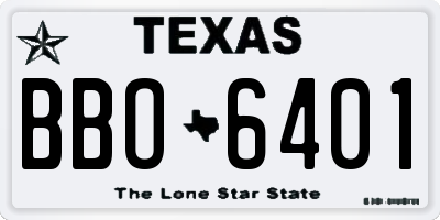 TX license plate BBO6401