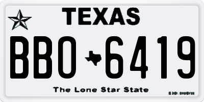 TX license plate BBO6419