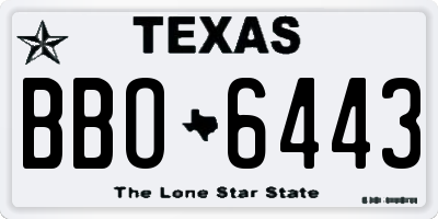 TX license plate BBO6443