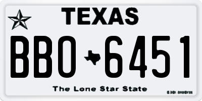 TX license plate BBO6451