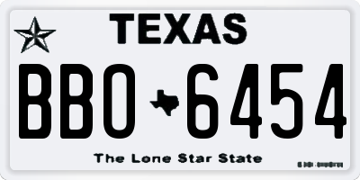 TX license plate BBO6454