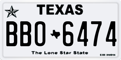 TX license plate BBO6474