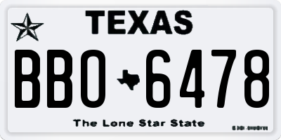 TX license plate BBO6478