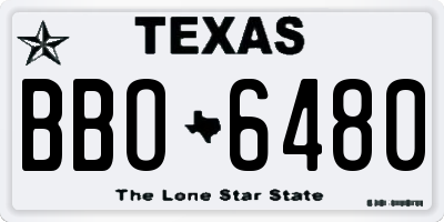 TX license plate BBO6480