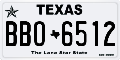 TX license plate BBO6512