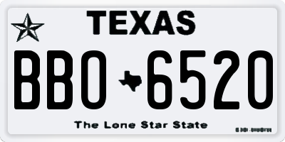 TX license plate BBO6520
