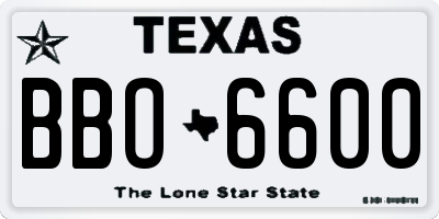 TX license plate BBO6600