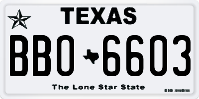 TX license plate BBO6603