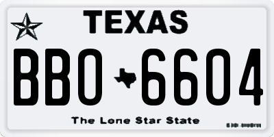 TX license plate BBO6604