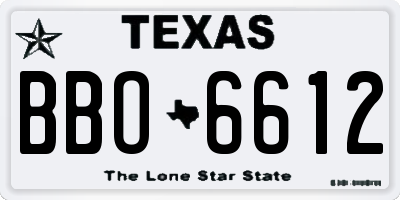 TX license plate BBO6612