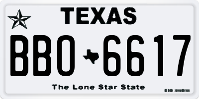 TX license plate BBO6617