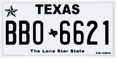TX license plate BBO6621
