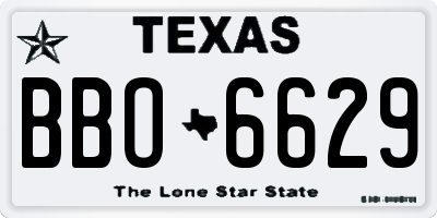 TX license plate BBO6629