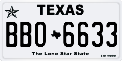 TX license plate BBO6633
