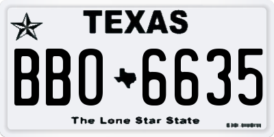 TX license plate BBO6635