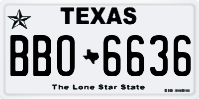 TX license plate BBO6636