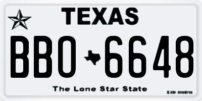 TX license plate BBO6648