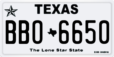 TX license plate BBO6650