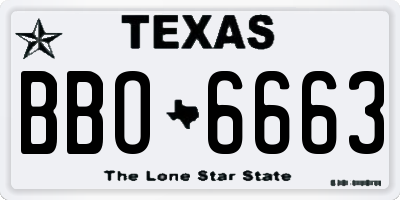 TX license plate BBO6663