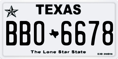 TX license plate BBO6678