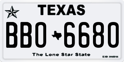 TX license plate BBO6680