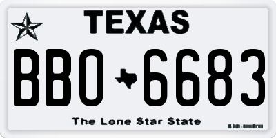 TX license plate BBO6683