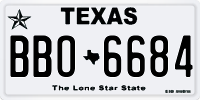 TX license plate BBO6684